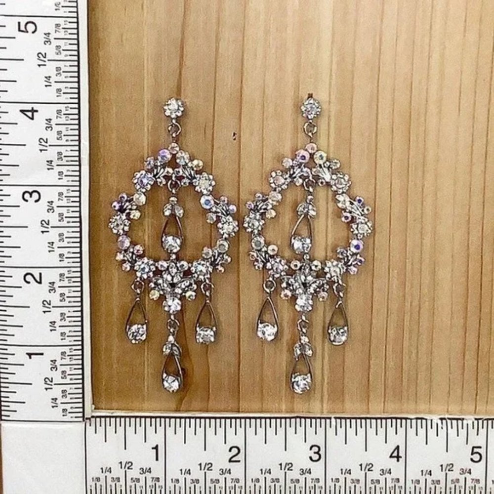 SOLD Fabulous Bridal Pageant Formal AB Crystal Chandelier Earrings - Picture 7 of 7